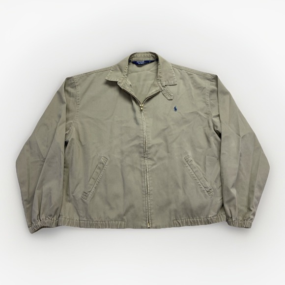 Vintage Polo Ralph Lauren Bi-Swing Jacket Mens L Preppy Harrington Beige 90s